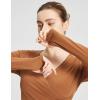 imagebaleaf Womens Long Sleeve Crop Top for Workout Yoga Wrap Tops V Neck Slim Fit Shirts with Thumb HolesCaramel