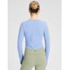 imagebaleaf Womens Long Sleeve Crop Top for Workout Yoga Wrap Tops V Neck Slim Fit Shirts with Thumb HolesSwallowtail Blue