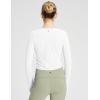 imagebaleaf Womens Long Sleeve Crop Top for Workout Yoga Wrap Tops V Neck Slim Fit Shirts with Thumb HolesWhite