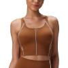 imagebaleaf Freeleaf Broadway Womens Spaghetti Strap Dance Sports Bras High Impact Crisscross Back Padded Yoga Workout Tank TopBrown