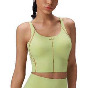 imagebaleaf Freeleaf Broadway Womens Spaghetti Strap Dance Sports Bras High Impact Crisscross Back Padded Yoga Workout Tank TopLight Green