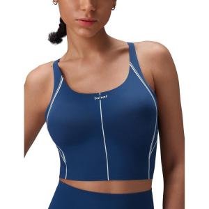 imagebaleaf Freeleaf Broadway Womens Spaghetti Strap Dance Sports Bras High Impact Crisscross Back Padded Yoga Workout Tank TopNavy Blue