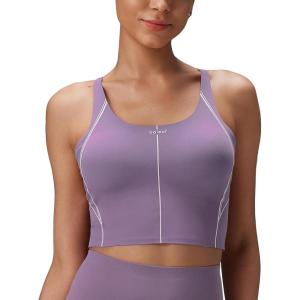 imagebaleaf Freeleaf Broadway Womens Spaghetti Strap Dance Sports Bras High Impact Crisscross Back Padded Yoga Workout Tank TopPurple