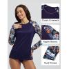 imagebaleaf Rash Guard for Women Swim Shirts UPF 50 UV Sun Protection Long Sleeve Swimsuit Top Zipper Pocket ThumbholeNavyFloral
