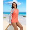imagebaleaf Rash Guard for Women Swim Shirts UPF 50 UV Sun Protection Long Sleeve Swimsuit Top Zipper Pocket ThumbholePinkFloral