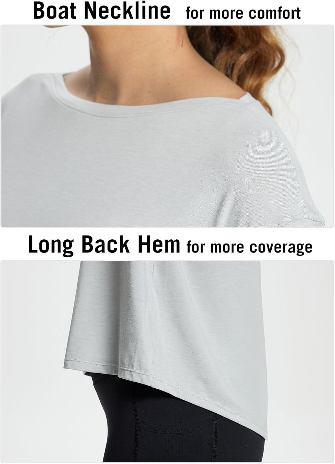 imagebaleaf Womens Long Sleeve Workout Shirts Loose Fit Super Soft Yoga Athletic Casual Tops with Boatneck Thumb HoleHeather Gray