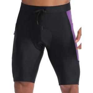 imagebaleaf Mens Padded Bike Shorts Cycling Road Biking Riding Bicycle Cycle Wear Pockets UPF 50 MTB Accessories TightsMatchingblack Purple