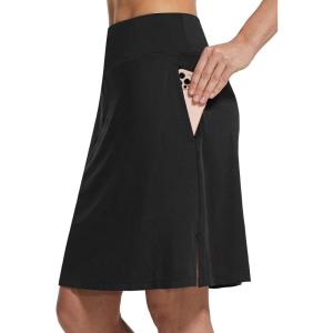 imagebaleaf Womens 20quot Golf Skirts Knee Length Skorts Athletic Modest Long Active Casual Pockets UV Protection01black