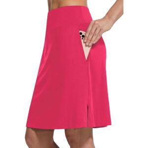 imagebaleaf Womens 20quot Golf Skirts Knee Length Skorts Athletic Modest Long Active Casual Pockets UV Protection01deep Pink