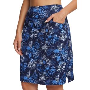 imagebaleaf Womens 20quot Golf Skirts Knee Length Skorts Athletic Modest Long Active Casual Pockets UV Protection02navy Leaf