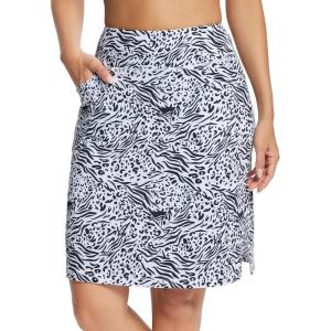 imagebaleaf Womens 20quot Golf Skirts Knee Length Skorts Athletic Modest Long Active Casual Pockets UV Protection02white Leopard