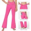 imageBALEAF Girls Flare Leggings Cross High Waisted Bootcut Yoga Dance Pants Kids Bell Bottoms Leggings with PocketsHot Pink