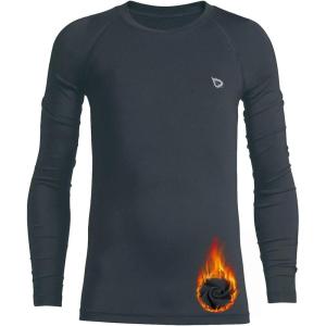 imagebaleaf Boys Thermal Compression Shirts Youth Long Sleeve Fleece Base Layer Soccer Football Cold Gear01gray