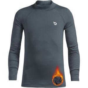 imagebaleaf Boys Thermal Compression Shirts Youth Long Sleeve Fleece Base Layer Soccer Football Cold Gear02gray
