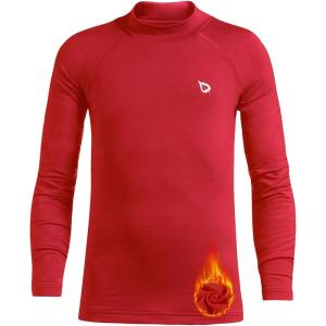 imagebaleaf Boys Thermal Compression Shirts Youth Long Sleeve Fleece Base Layer Soccer Football Cold Gear02red
