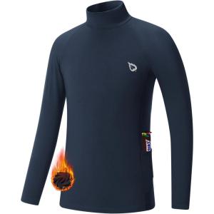 imagebaleaf Boys Thermal Compression Shirts Youth Long Sleeve Fleece Base Layer Soccer Football Cold Gear03blue