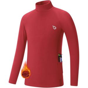 imagebaleaf Boys Thermal Compression Shirts Youth Long Sleeve Fleece Base Layer Soccer Football Cold Gear03red
