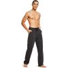 imageBALEAF Mens Sweatpants Casual Lounge Cotton Pajama Yoga Pants Open Bottom Straight Leg Male Sweat Pants with PocketsBblackCharcoal