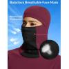 imageBALEAF Thermal Long Sleeve Women Shirts Winter Clothes Cowl Neck Warm Fleece Base Layer Tops with Balaclava and ThumbholesWine