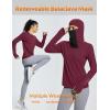 imageBALEAF Thermal Long Sleeve Women Shirts Winter Clothes Cowl Neck Warm Fleece Base Layer Tops with Balaclava and ThumbholesWine