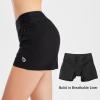 imageBALEAF Womens 3 5quot Quick Dry High Waisted Swim Board Shorts UPF 50 Swimsuit Bottom Trunks with LinerBlack