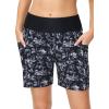 imageBALEAF Womens 3 5quot Quick Dry High Waisted Swim Board Shorts UPF 50 Swimsuit Bottom Trunks with LinerBlack Flowers