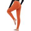 imageBALEAF Womens Fleece Lined Leggings Thermal Warm Winter Tights High Waisted Yoga Pants Cold Weather with PocketsOrange
