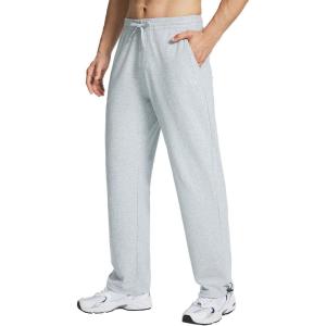 imageBALEAF Mens Sweatpants Casual Lounge Cotton Pajama Yoga Pants Open Bottom Straight Leg Male Sweat Pants with PocketsClight Grayadjust Cinch