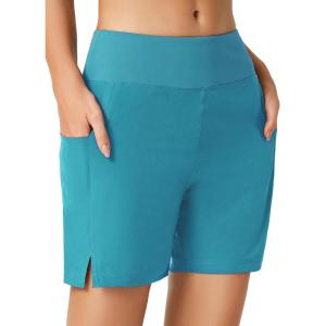 imageBALEAF Womens 3 5quot Quick Dry High Waisted Swim Board Shorts UPF 50 Swimsuit Bottom Trunks with LinerAqua Blue