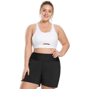 imageBALEAF Womens 3 5quot Quick Dry High Waisted Swim Board Shorts UPF 50 Swimsuit Bottom Trunks with LinerBlackplus Size