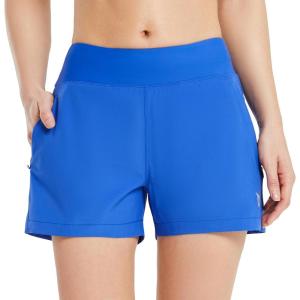 imageBALEAF Womens 3 5quot Quick Dry High Waisted Swim Board Shorts UPF 50 Swimsuit Bottom Trunks with LinerDazzling Blue