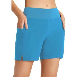 imageBALEAF Womens 3 5quot Quick Dry High Waisted Swim Board Shorts UPF 50 Swimsuit Bottom Trunks with LinerElegant Blue