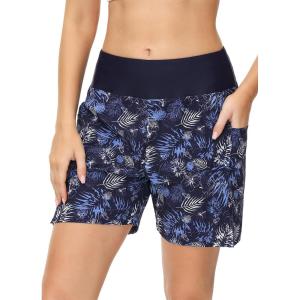 imageBALEAF Womens 3 5quot Quick Dry High Waisted Swim Board Shorts UPF 50 Swimsuit Bottom Trunks with LinerHawaii