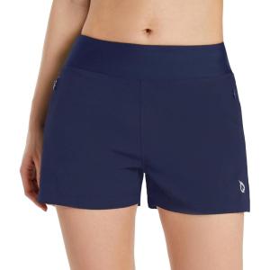 imageBALEAF Womens 3 5quot Quick Dry High Waisted Swim Board Shorts UPF 50 Swimsuit Bottom Trunks with LinerNavy Blue