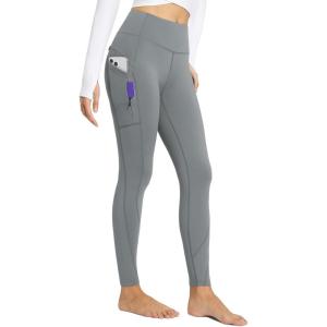 imageBALEAF Womens Fleece Lined Leggings Thermal Warm Winter Tights High Waisted Yoga Pants Cold Weather with PocketsGraphite Gray
