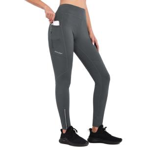 imagebaleaf Womens Fleece Lined Leggings Water Resistant Winter Clothes Running Tights Cold Weather Hiking Pants Zip PocketsAgrey