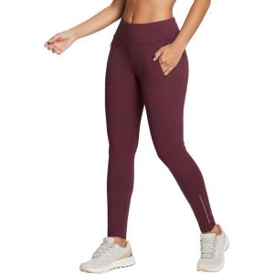 imagebaleaf Womens Fleece Lined Leggings Water Resistant Winter Clothes Running Tights Cold Weather Hiking Pants Zip PocketsBwine Red