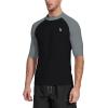imageBALEAF Mens Rash Guard Short Sleeve Swim Shirt UPF 50 Sun Protection Quick Dry Compression Shirt RashguardGreyBlack