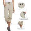 imageBALEAF Womens Hiking Pants Quick Dry Lightweight Water Resistant Elastic Waist Cargo Pants for All SeasonsSuntan Tall 31