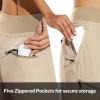 imagebaleaf Womens Joggers Lightweight Hiking Pants High Waist 5 Zipper Pockets Quick Dry Travel Athletic UPF50Khaki 28 Inseam