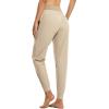 imagebaleaf Womens Joggers Lightweight Hiking Pants High Waist 5 Zipper Pockets Quick Dry Travel Athletic UPF50Khaki 28 Inseam