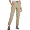 imageBALEAF Womens Hiking Pants Quick Dry Lightweight Water Resistant Elastic Waist Cargo Pants for All SeasonsSuntan Petite 27