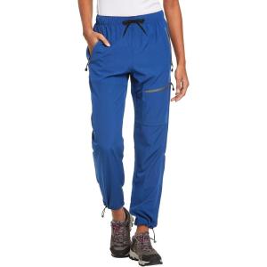 imageBALEAF Womens Hiking Pants Quick Dry Lightweight Water Resistant Elastic Waist Cargo Pants for All SeasonsBayou Blue Petite 27
