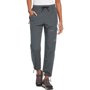 imageBALEAF Womens Hiking Pants Quick Dry Lightweight Water Resistant Elastic Waist Cargo Pants for All SeasonsDark Gray 31
