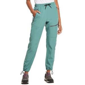 imageBALEAF Womens Hiking Pants Quick Dry Lightweight Water Resistant Elastic Waist Cargo Pants for All SeasonsPond Petite 27