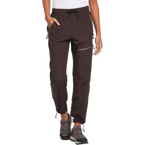 imageBALEAF Womens Hiking Pants Quick Dry Lightweight Water Resistant Elastic Waist Cargo Pants for All SeasonsTrip Brown Petite 27