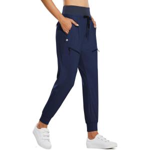 imagebaleaf Womens Joggers Lightweight Hiking Pants High Waist 5 Zipper Pockets Quick Dry Travel Athletic UPF50Blue 28 Inseam