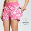 imageBALEAF Womens 3 5quot Quick Dry High Waisted Swim Board Shorts UPF 50 Swimsuit Bottom Trunks with LinerPink White Flowers