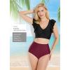 imageBALEAF Womens Modest Bikini Bottom High Waisted Swim Bottoms Full Coverage Bathing Suit BottomWine Red