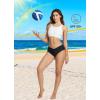 imageBALEAF Womens V Cut Cheeky Bikini Bottoms High Cut Ruched Twist Front Swim Bathing Suit BottomBlack